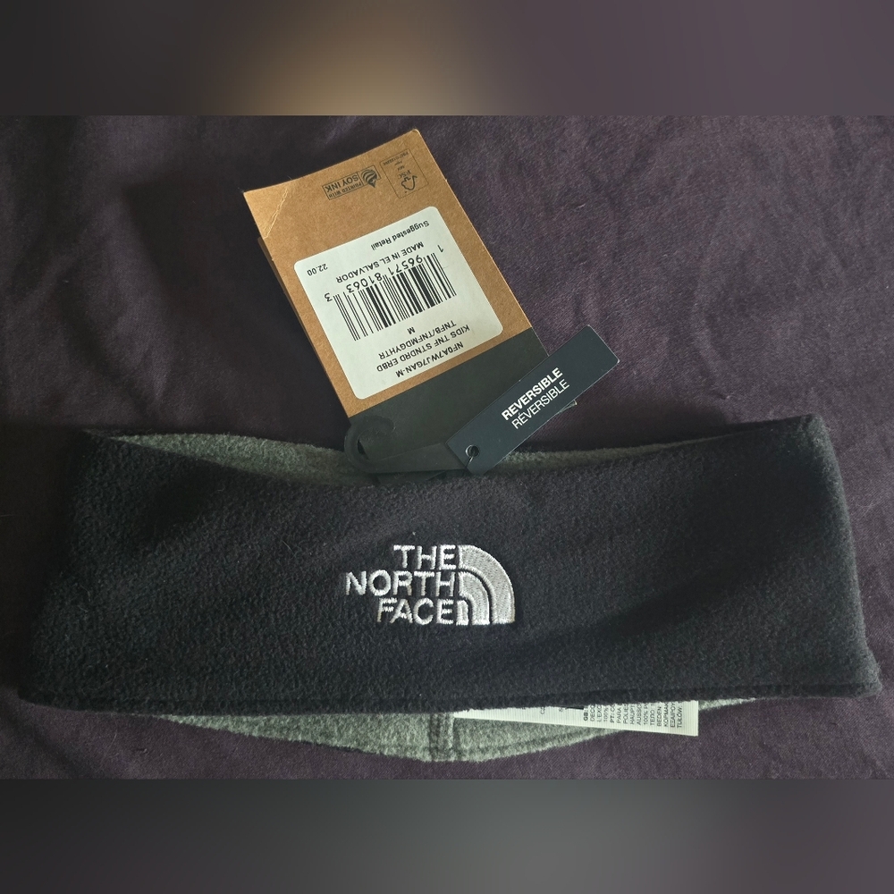 The North Face Reversible Fleece Headband — Black and Olive